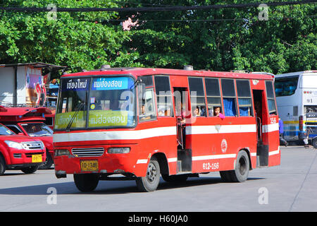 CHIANGMAI, THAILAND -MAY 13  2014:  Prempracha company bus. Route Mae hong son and Chiangmai. Photo at Chiangmai bus station, th Stock Photo