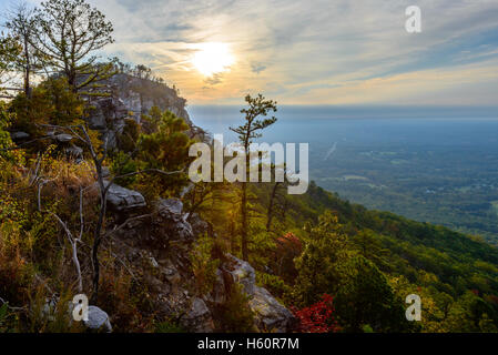 An amazing image captured on an Autumn morning at Pilot Mountain State Park in North Carolina. Stock Photo