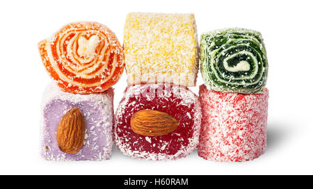 Stack of Turkish Delight isolated on white background Stock Photo