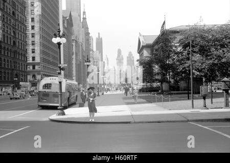 Michigan Avenue, Chicago, Illinois, USA, John Vachon for Farm Security Administration, July 1940 Stock Photo