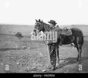 Calvary Orderly with Horse, Antietam, Maryland, USA, by Alexander Gardner, October 1862 Stock Photo