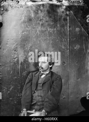 Michael O'Laughlin, Conspirator in Assassination of U.S. President Abraham Lincoln, Seated, Washington Navy Yard, Washington DC, USA, by Alexander Gardner, April 1865 Stock Photo