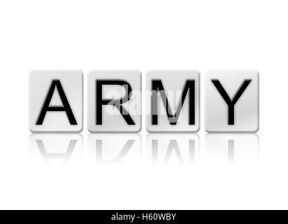 The word 'Army' written in tile letters isolated on a white background. Stock Photo