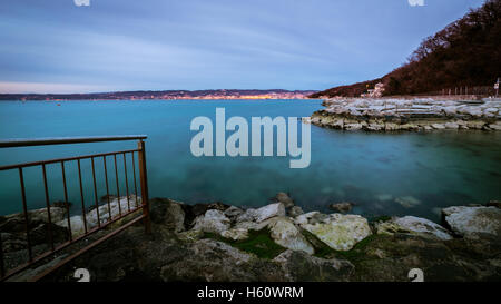 Winter evening from the shore of Muggia, Trieste Gulf Stock Photo