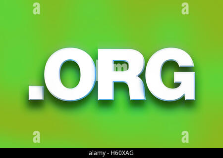 The word 'Dot Org' written in white 3D letters on a colorful background concept and theme. Stock Photo