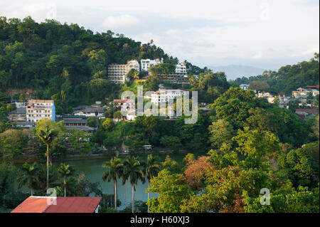 View over the city and Kandy Lake, Kandy, Sri Lanka Stock Photo