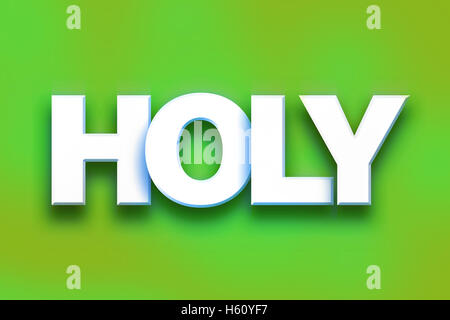 The word 'Holy' written in white 3D letters on a colorful background concept and theme. Stock Photo