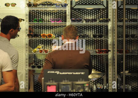 Lapo Elkann visits his shop 'Italian Independent' in Milan with friends.  Featuring: Lapo Elkann Where: Milan, Italy When: 20 Sep 2016 Credit: IPA/WENN.com  **Only available for publication in UK, USA, Germany, Austria, Switzerland** Stock Photo