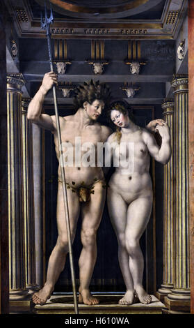 Neptune ( Poseidon ) and Amphitrite  ( Greek  God and Goddess )  JAN GOSSART ( mabuse ) 1478 - 1532  Dutch Belgian Belgium Netherlands Stock Photo