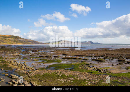 View from Lyme Regis towards Golden Cap Stock Photo