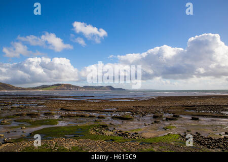 View from Lyme Regis towards Golden Cap Stock Photo