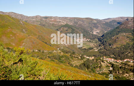 View of several small villages in the Peneda Mountains, Northern Portugal Stock Photo