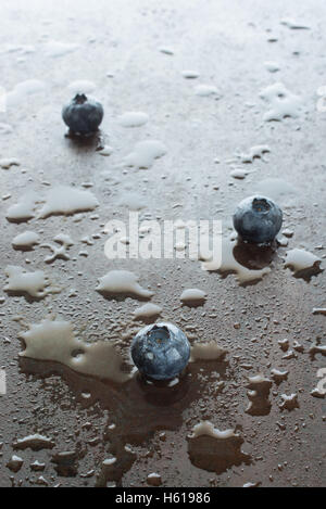 Close up blueberries with water drops in vertical format Stock Photo