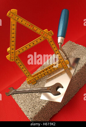 Tools, symbolic for house built Stock Photo