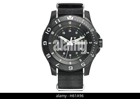 Military watch wrist, top view Stock Photo