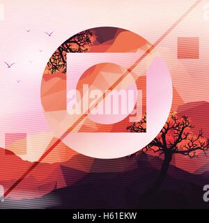 Abstract Mountain Geometric Background with Triangles, Circles - Vector Illustration Stock Vector