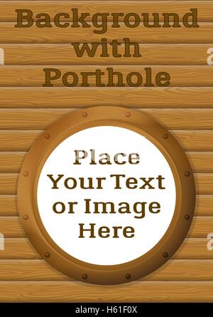 Window Porthole on a Wooden Wall Stock Vector