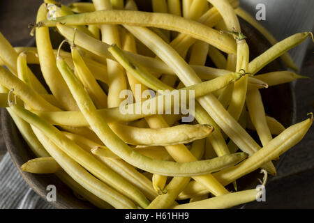 Raw Organic Yellow Wax Beans Ready to Cook Stock Photo