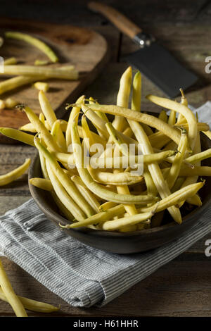 Raw Organic Yellow Wax Beans Ready to Cook Stock Photo