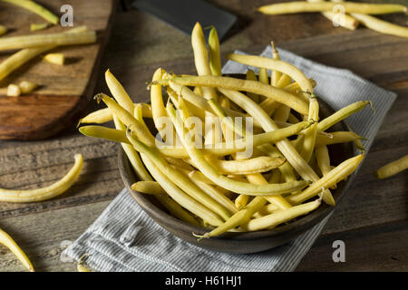 Raw Organic Yellow Wax Beans Ready to Cook Stock Photo