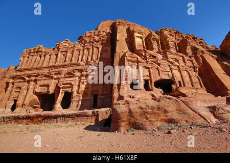 The Corinthian Tomb and the Palace Tomb of the Royal Tombs in the rock city of Petra, Jordan Stock Photo