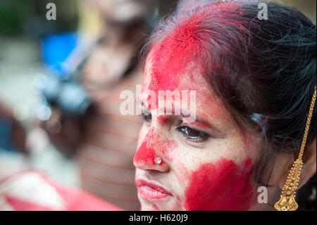 Sindoor Khela (Amitayu) The Last Ritual for Bengali Married Women on Vijayadashami Durga puja Kolkata West Bengal India Stock Photo