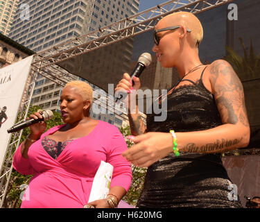 Amber Rose aka Amber Levonchuck and Singer Frenchie Davis attends the
