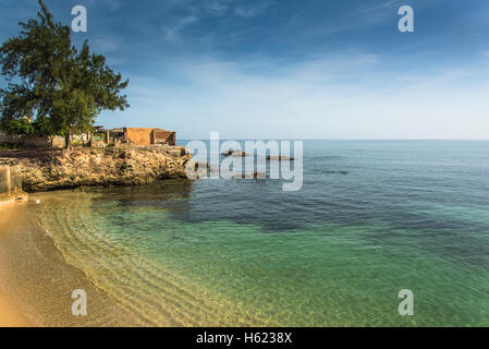 Bay in old colonial cuban city of Gibara, with old port buildings. Traditional Cuban fisherman village. Stock Photo