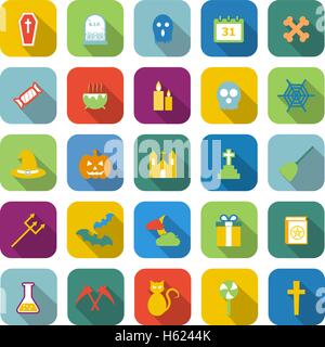 Halloween color icons with long shadow, stock vector Stock Vector