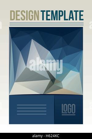 Business Brochure, Flyer or Cover Design template with abstract triangle polygon. Stock Vector