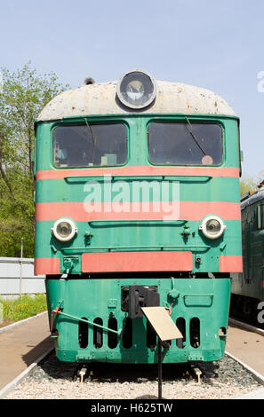 Photo of Russian rail road locomotive in Samara Stock Photo