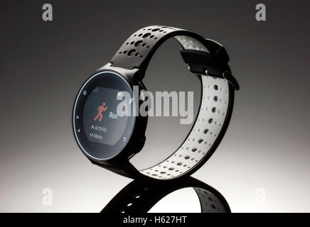 Fitness watch on dark background studio shot Stock Photo