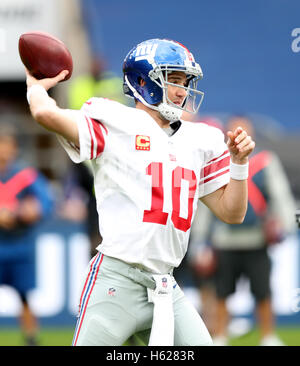 New York Giants Eli Manning throws a pass during week 1 at Giants Stadium  in East Rutherford, New Jersey on September 10, 2006. Peyton Manning and Eli  Manning played each other for