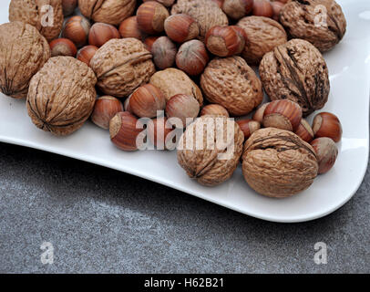 walnuts and hazelnuts autumn Stock Photo