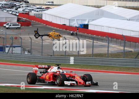 Austin, Texas, USA. 23rd Oct, 2016. Circuit of the America, Texas, USA. Formula 1 Grand Prix of America, Race Day. Scuderia Ferrari SF16-H &#x2013; Sebastian Vettel on his way to 4th place Credit:  Action Plus Sports Images/Alamy Live News Stock Photo