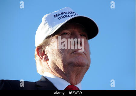 Naples, Florida, USA. 23rd Oct, 2016.  - Republican presidential nominee Donald Trump speaks at a campaign rally at the Collier County Fairgrounds in Naples, Florida on October 23, 2016. With just 16 days until the November election, Trump begins a two-day, five-city campaign swing through Florida with additional stops in St. Augustine, Tampa, Sanford, and Tallahassee. Credit:  Paul Hennessy/Alamy Live News Stock Photo