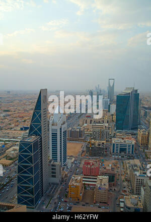 RIYADH - FEBRUARY 29: Aerial view of Riyadh downtown on February 29, 2016 in Riyadh, Saudi Arabia. Stock Photo