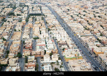 RIYADH - FEBRUARY 29: Aerial view of Riyadh downtown on February 29, 2016 in Riyadh, Saudi Arabia. Stock Photo