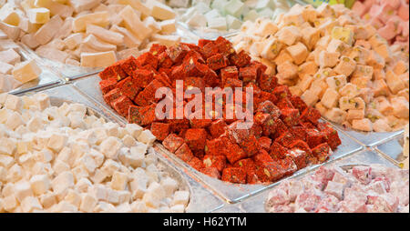 Famous turkish delights on the market Stock Photo