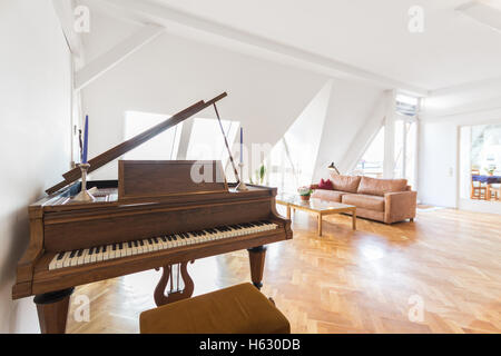 piano in living room - beautiful apartment home Stock Photo