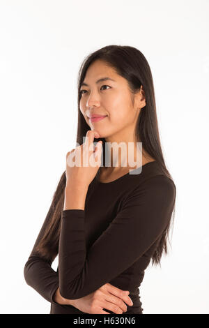 Young Japanese Woman with White Background (series) Stock Photo