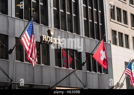 Rolex building Street Scene Fifth Avenue NYC USA Stock Photo