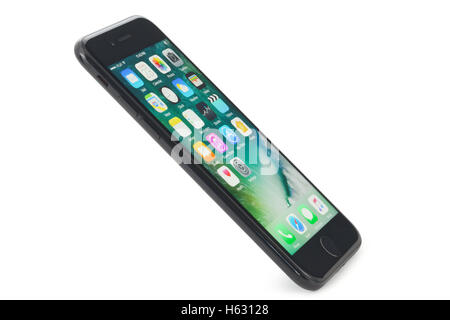 Black iPhone 7 on white background Stock Photo