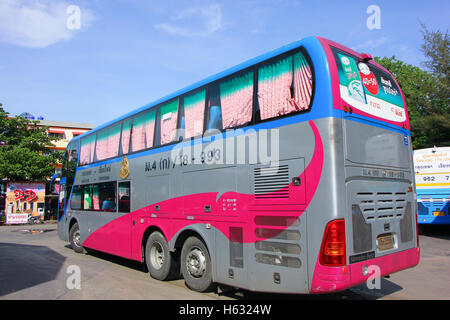 CHIANGMAI, THAILAND -MAY 13  2014:  Transport government company Double deck bus route Bangkok and Chiangmai. Photo at Chiangmai Stock Photo