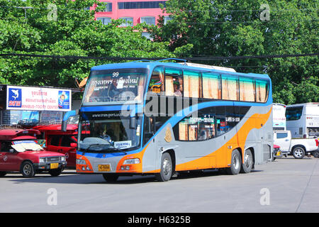 CHIANGMAI, THAILAND -MAY 13  2014:  Transport government company Double deck bus route Bangkok and Chiangmai. Photo at Chiangmai Stock Photo