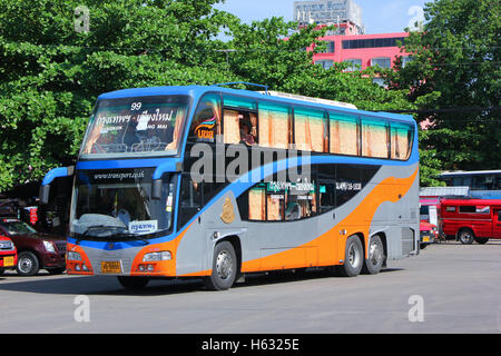 CHIANGMAI, THAILAND -MAY 13  2014:  Transport government company Double deck bus route Bangkok and Chiangmai. Photo at Chiangmai Stock Photo