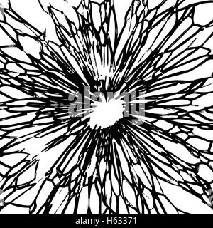 vector black and white background of broken windshield glass as destruction concept Stock Vector