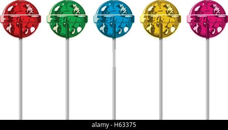 vector collection of colorful lollipop candy balls Stock Vector