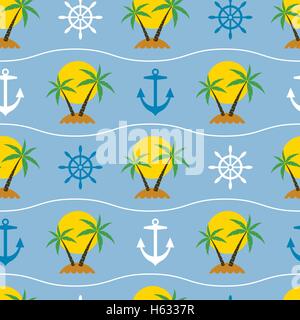 vector seamless palm tree travel background Stock Vector