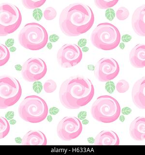 watercolor roses imitation and cute little flowers seamless pattern, vector illustration, editable elements, not a trace Stock Vector